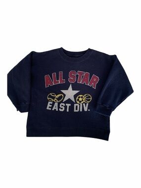 Vintage Hanes Premium Sweatshirt Boys Size XS (4-5) Blue All Star Sport Crewneck